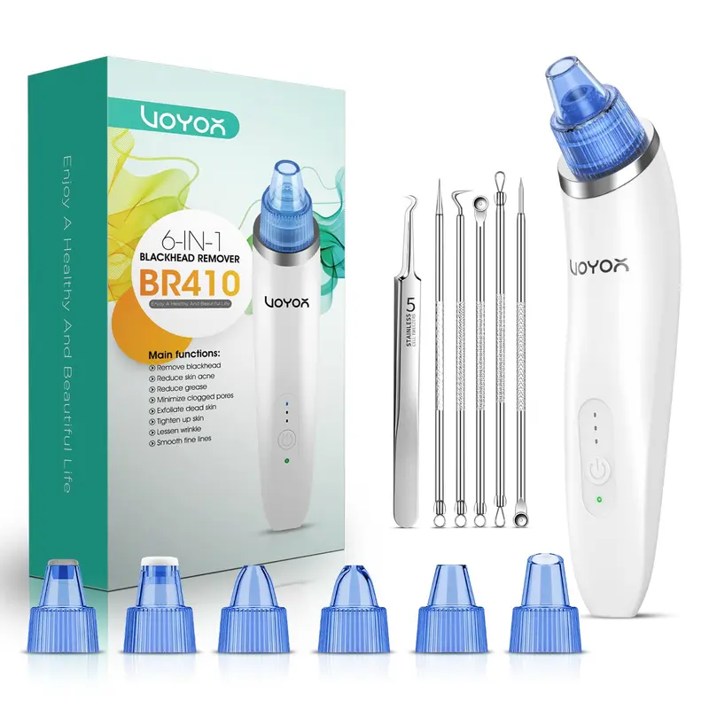 VOYOR Aspirateur extracteur de comédons BR410 – Nettoyeur de pores électrique avec 6 embouts