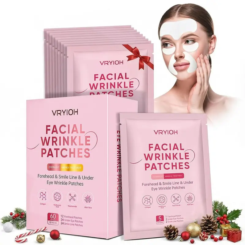 Vryioh 3 en 1 Patchs Frontaux, Yeux et Lignes du Sourire – Hyaluronique & Collagène – 60 Patchs