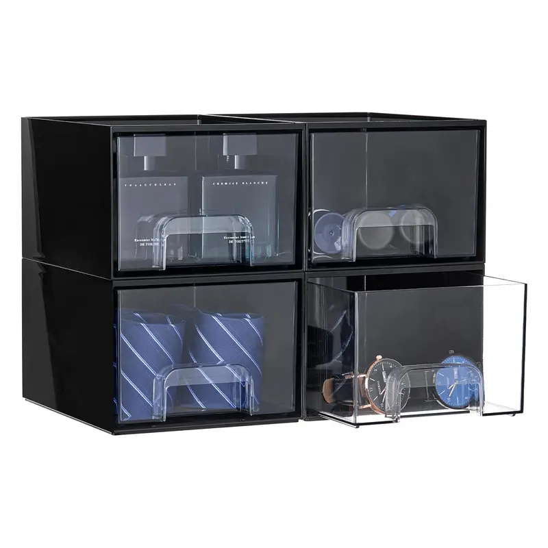 Vtopmart Tiroirs Noirs Empilables – Organisateur Parfums et Rangement pour Coiffeuse