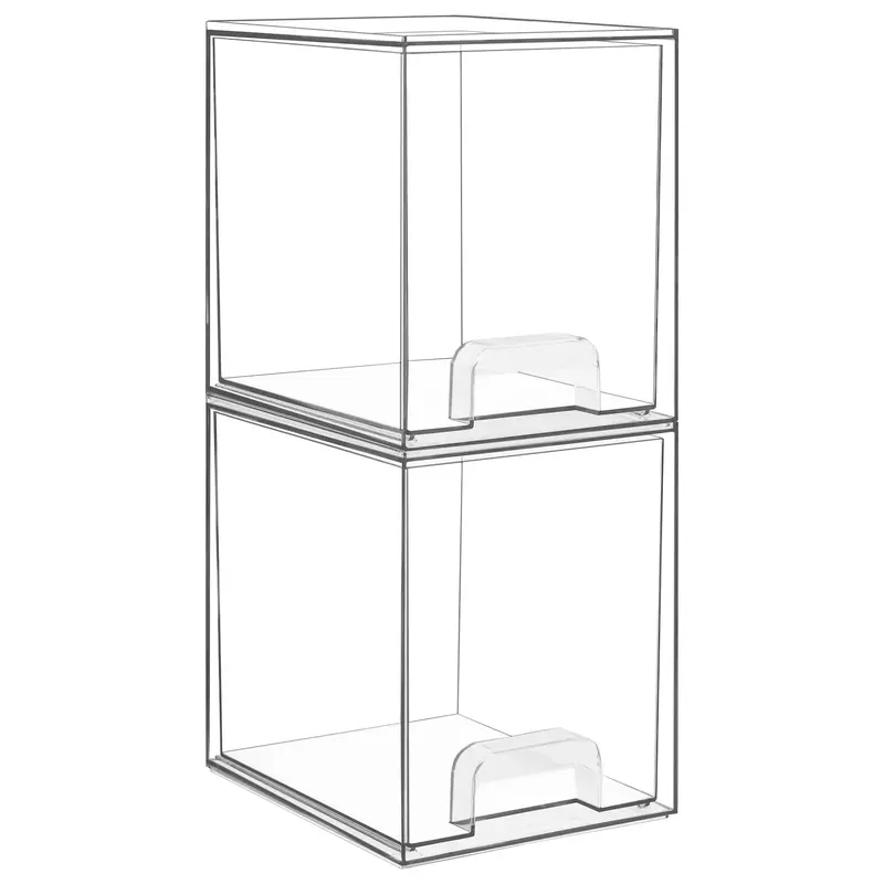 Vtopmart Tiroirs transparents empilables 7,6 po – Pack de 2 pour soins et maquillage