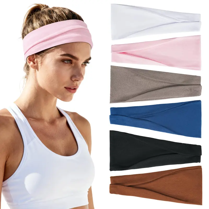 Vylxuxa Bandeaux Femmes Non-Slip – Lot de 6 Bandeaux en Tissu pour Yoga et Sport
