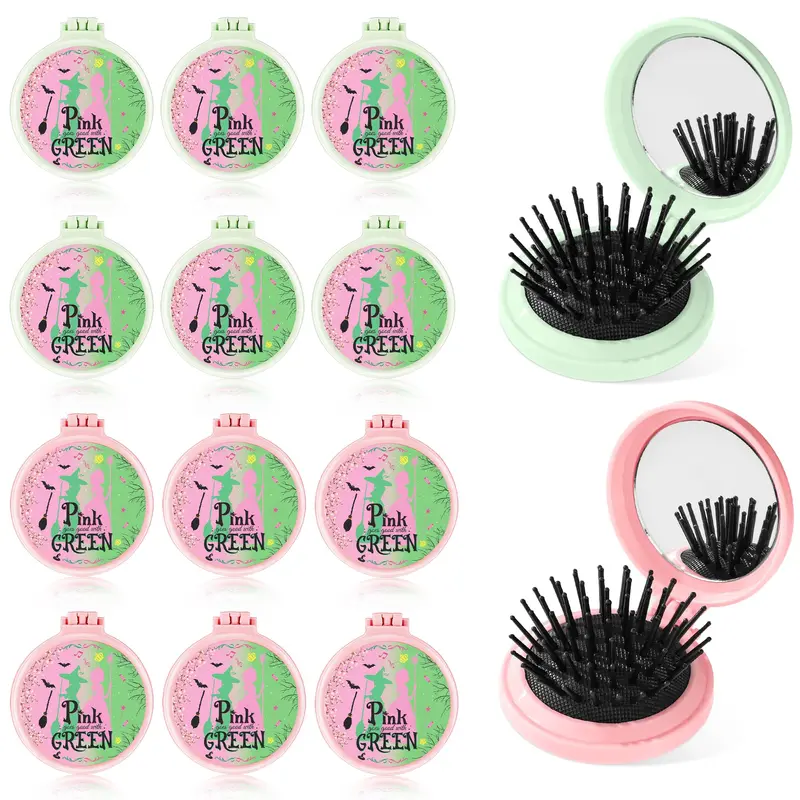 Vynium — Ensemble 12 Brosses Cheveux Sorcière & Princesse avec Miroir Pliant, Cadeaux Fête
