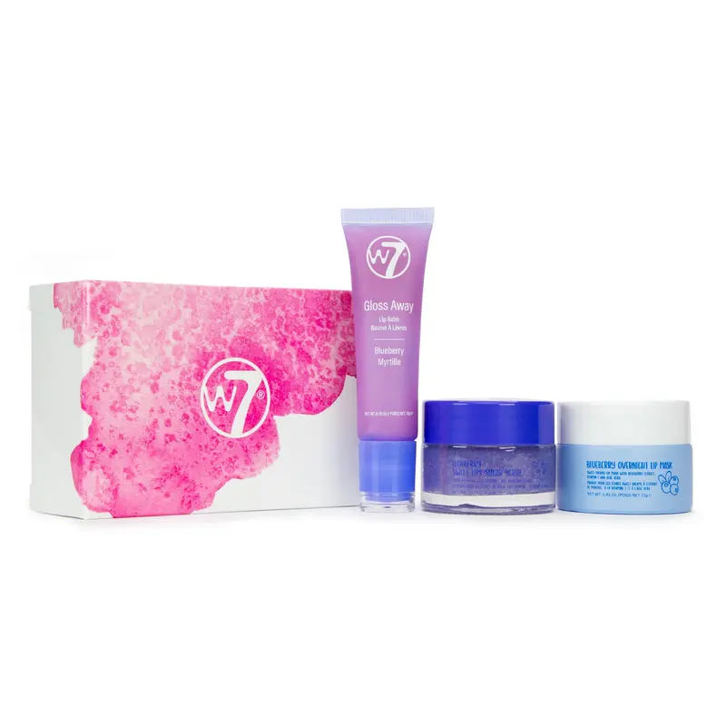 W7 Sweet Dreams Trio Soin Lèvres – Masque Nuit, Gommage & Baume – Coffret Myrtille