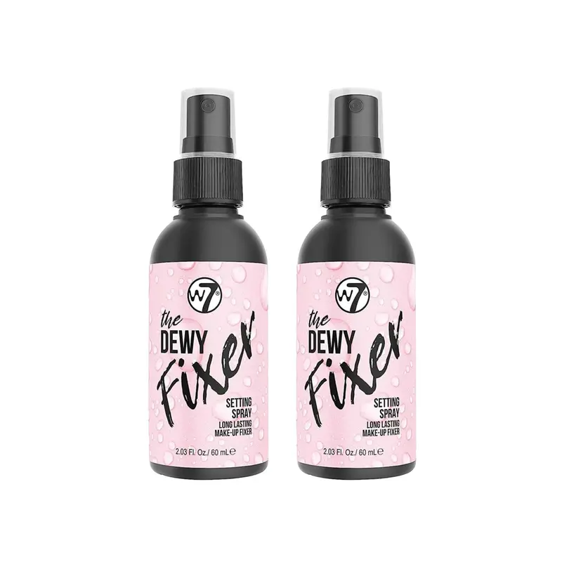 W7 The Fixer – Spray Fixateur Maquillage, Finition Éclat Hydraté, Lot de 2, Cruelty-Free et Végan