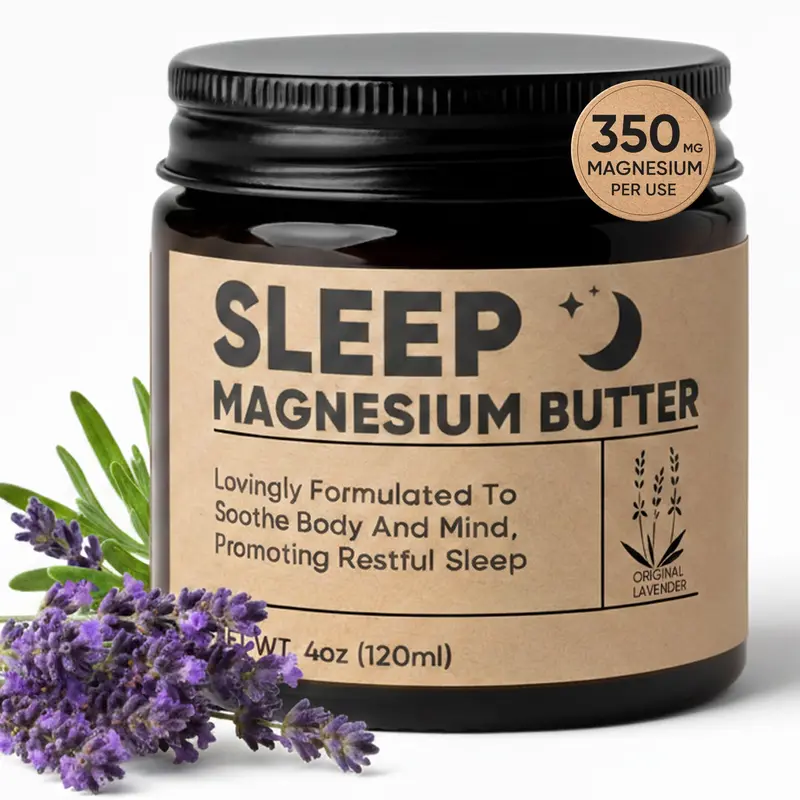 Wanciment Beurre de Magnésium pour le Sommeil – Crème de magnésium with Arnica & Huiles Essentielles, Beurre de Karité et Mangue – Lotion Nocturne pour Jambes, Bras ou Poitrine (Lavande)