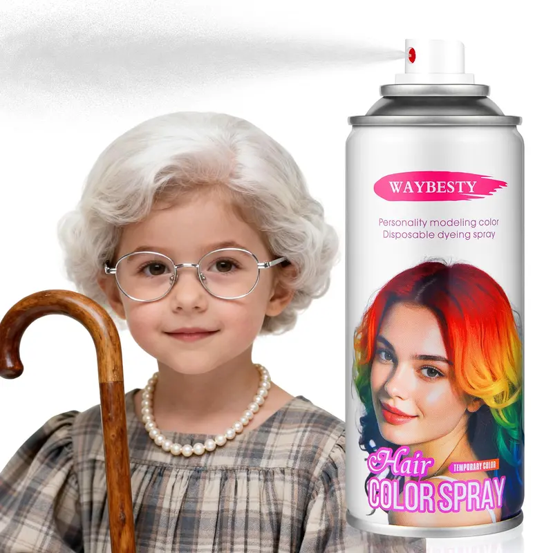 Waybesty – Spray couleur temporaire pour cheveux blancs, lavable et sans résidu — Idéal cosplay, fêtes et Halloween (4,06 oz)