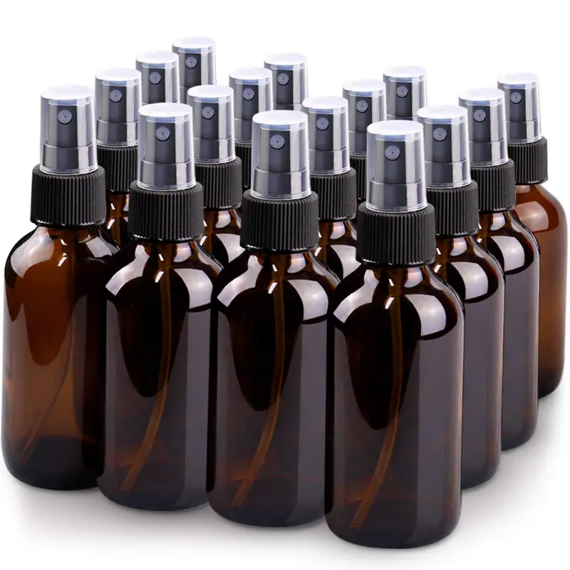 Wedama Vaporisateur en verre ambré 4 oz – Lot de 16 bouteilles rechargeables à brume fine