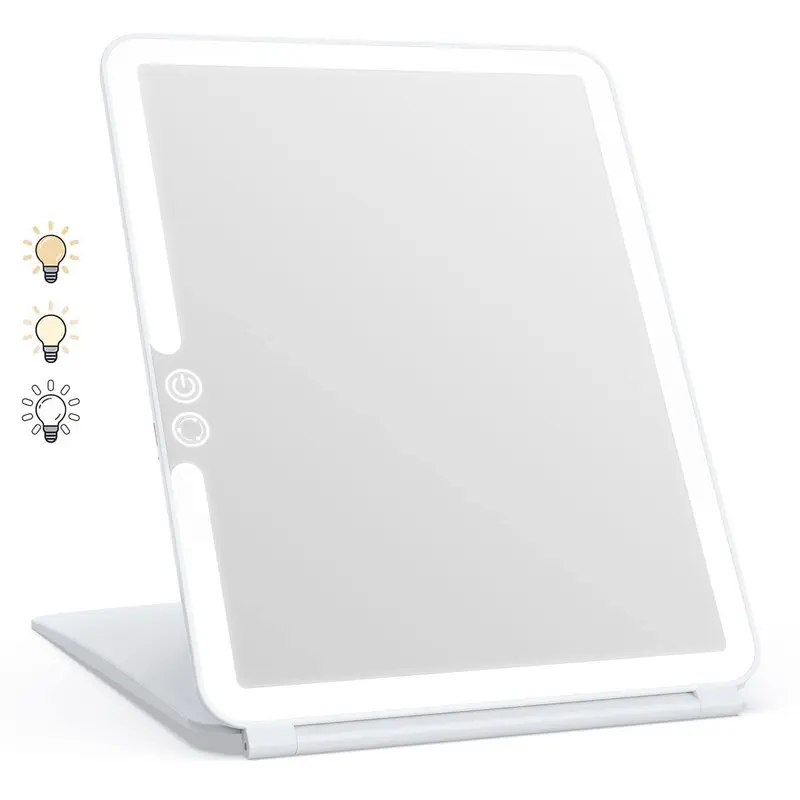 WEILY Miroir Maquillage Portable – 72 LEDs, Éclairage Triple Couleur, Écran Tactile, Rechargeable USB