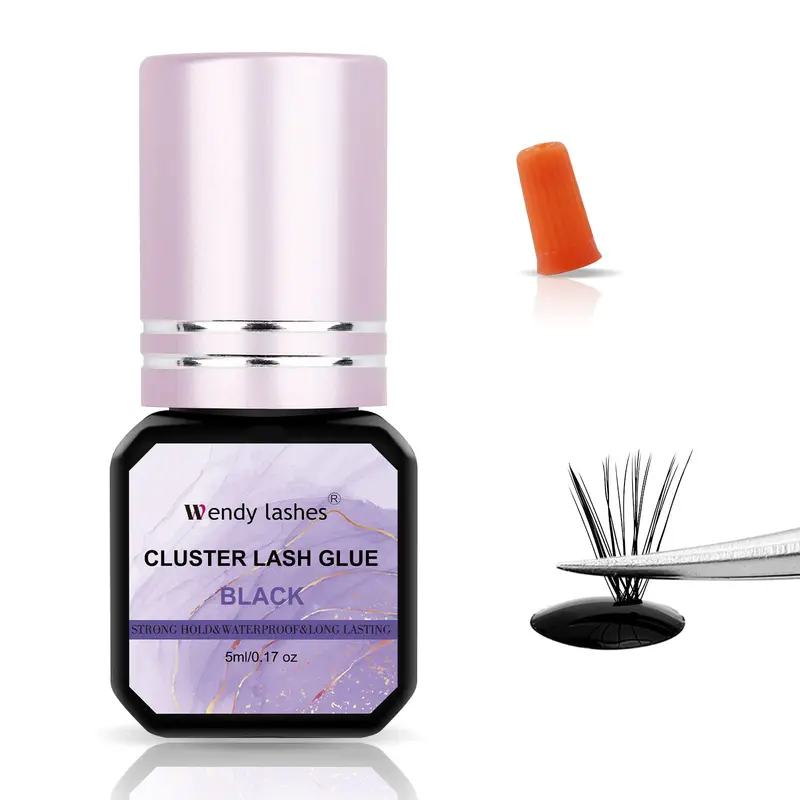 WENDY LASHES Colle Cils Cluster Noire – Séchage rapide, Waterproof, Utilisation à domicile (5ML)