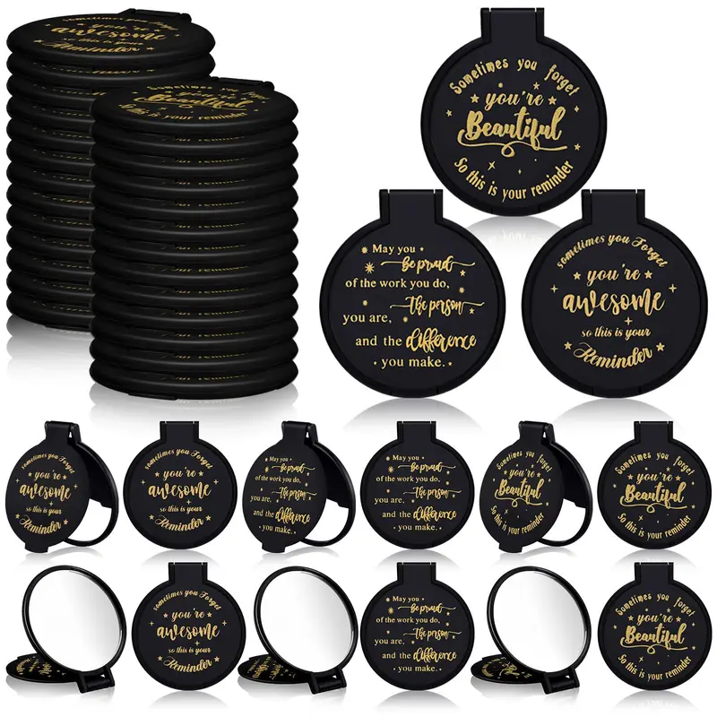 Wenqik Miroirs Mini d’Inspiration Noirs – Lot de 100 Miroirs de Poche