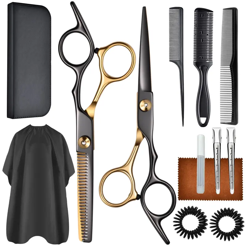 WFOEJEJ – Kit de ciseaux de coiffure professionnels 13 pièces, lames japonaises 6,5 pouces