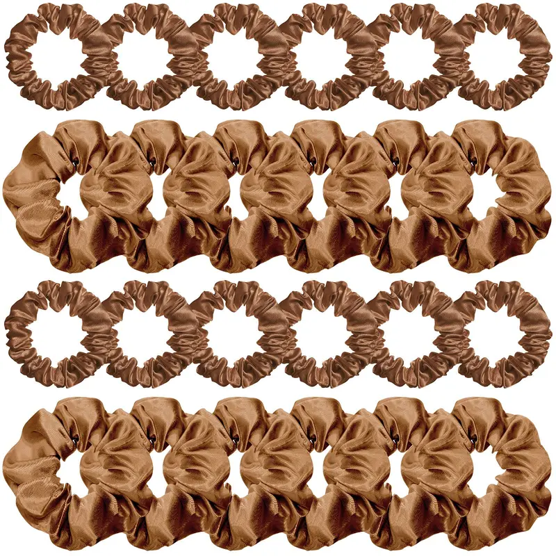 WILLBOND 24 Pièces Serre-cheveux Satinés Fins Marron – Deux Tailles