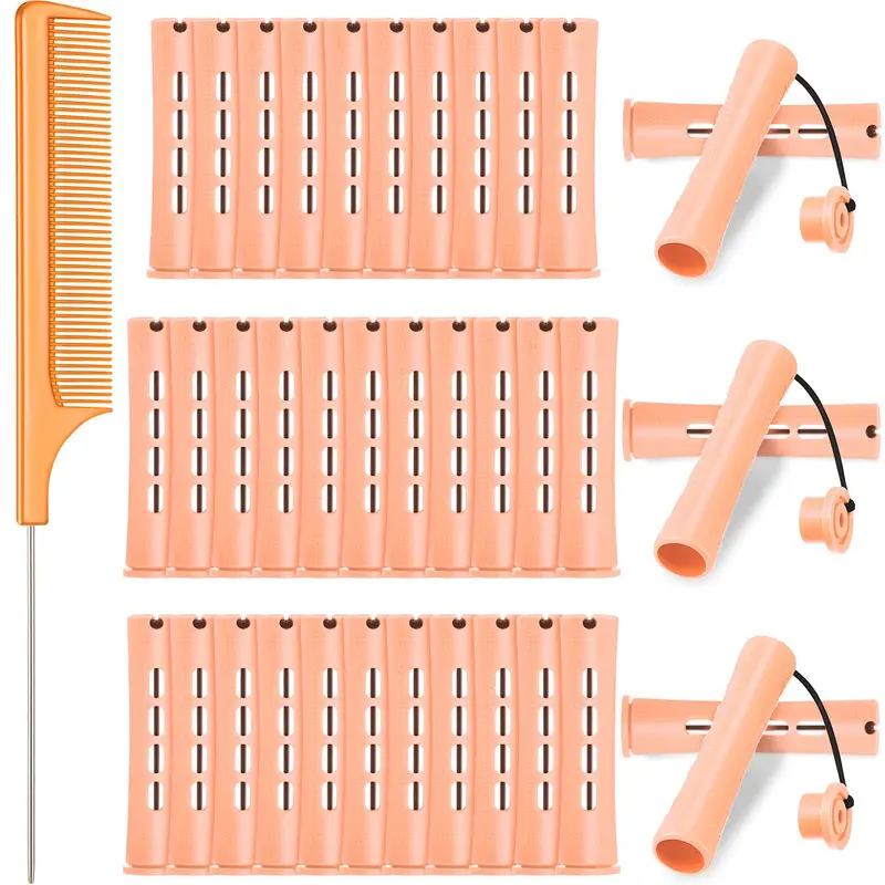 WILLBOND 36 Rouleaux Perm Longs Sans Chaleur + Peigne en Acier – Coiffure à Domicile