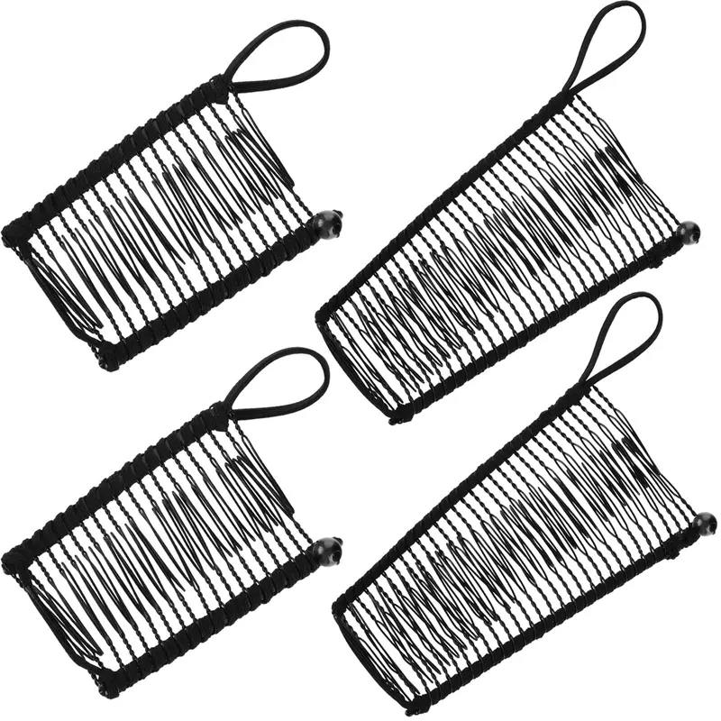 WILLBOND Barrette Banane Noir – Lot de 4 Clips, Accessoire Coiffure Vintage pour Tous Types de Cheveux