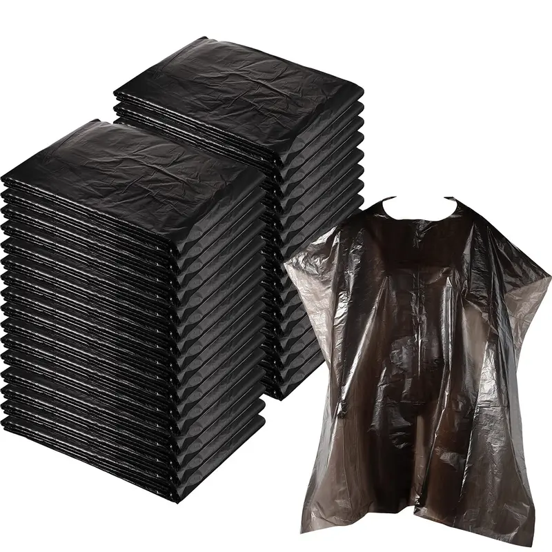 WILLBOND Cape jetable de salon – 100 pièces, noire, imperméable, 130 x 92 cm (51,2 x 36,2 po) pour coiffure et coloration