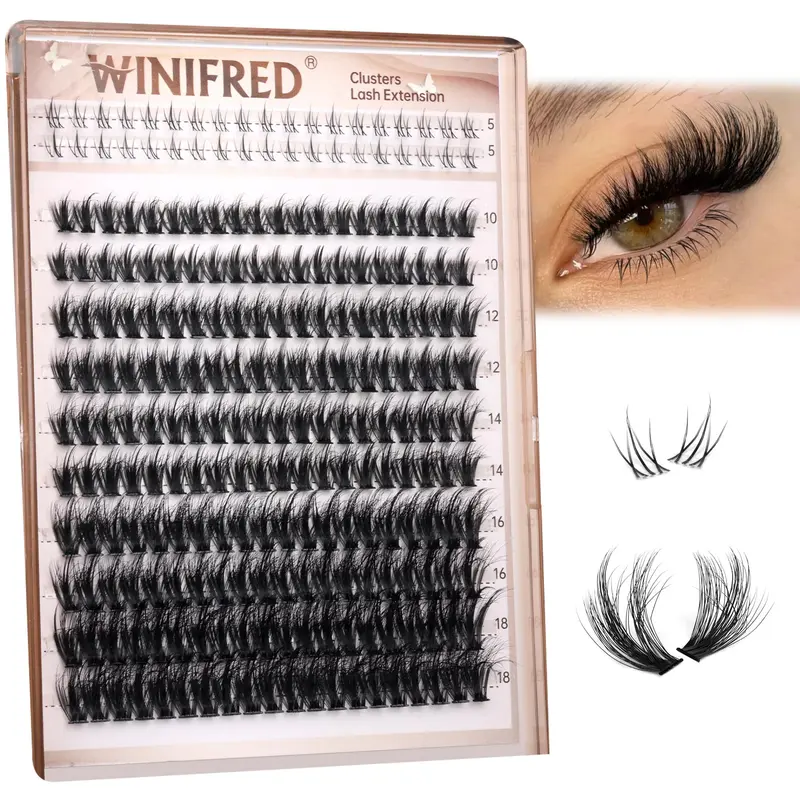 Winifred Grappes de Cils Délicats – Courbure C, Cils Inférieurs, Extensions à Faire soi-même 10-18 mm