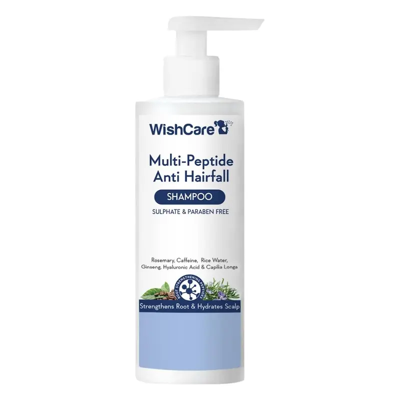 WishCare Shampoing Anti-Chute Multi-Peptide – Eau de Riz, Romarin, Capilia Longa, Acide Hyaluronique et Caféine 250 ml