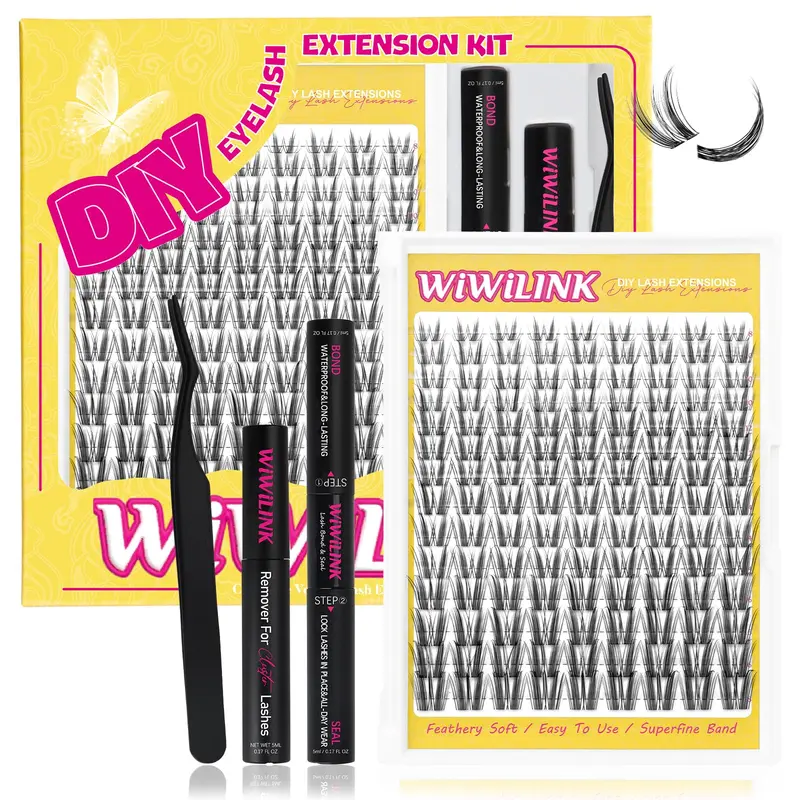 WiWiLINK Wispy Lash Clusters Manga – Kit DIY Extensions Cils 8–18 mm, Bande Invisible, D Curl – Freya-kit