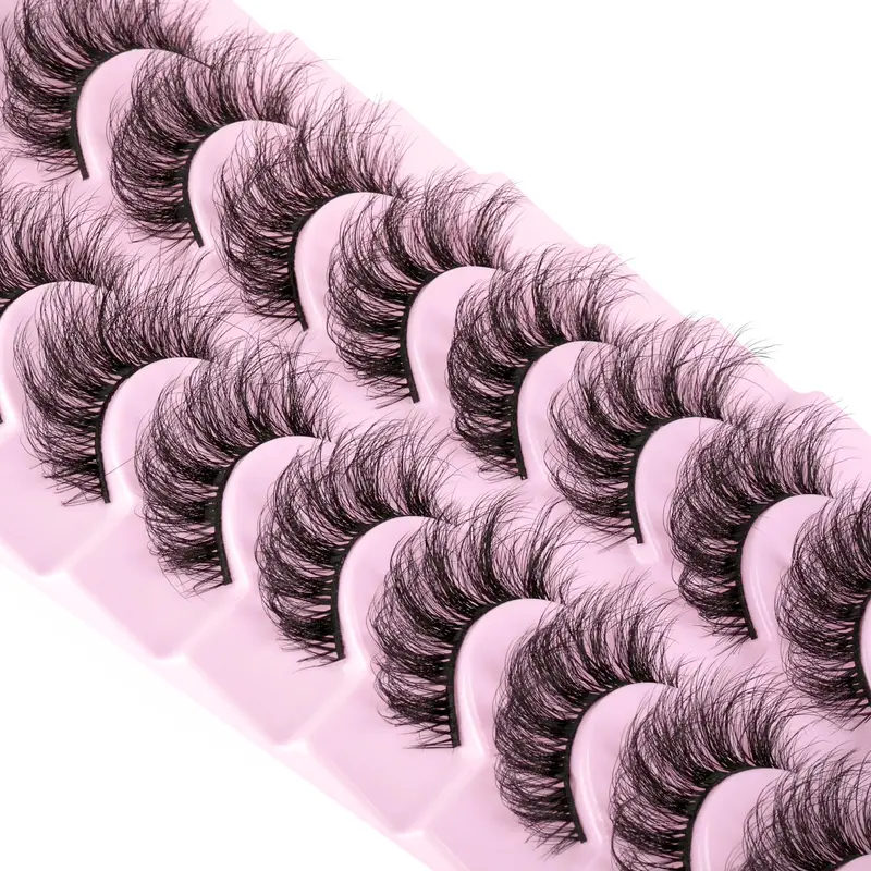 wiwoseo Cils effet naturel – 3D volumineux, D Curl, wispy, faux cils 10 paires