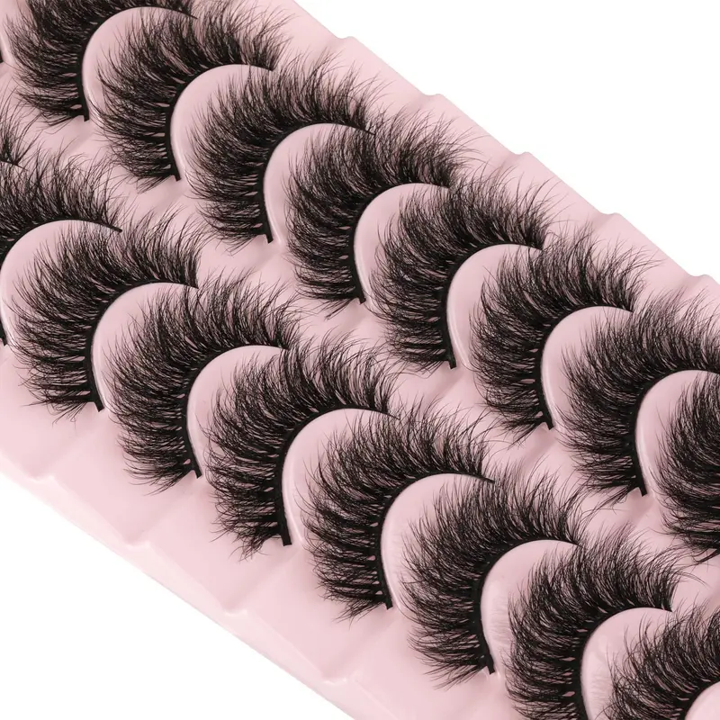 wiwoseo Faux Cils Naturels Wispy – 16 mm, Effet 3D, Paquet de 10 paires