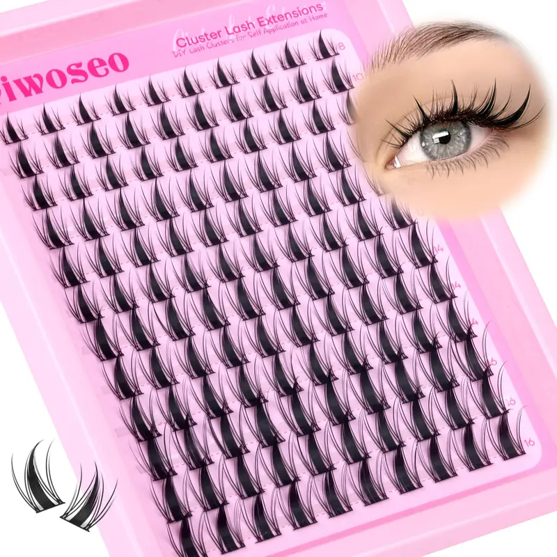 wiwoseo Manga Lash Clusters – Cils manga en grappes 8-16 mm | Look naturel ou dramatique