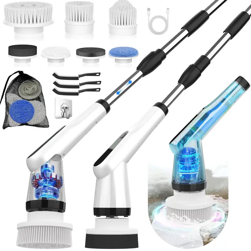 WKY Brosse Rotative Électrique – 12-en-1, IPX7, Manche Télescopique, 2 Vitesses