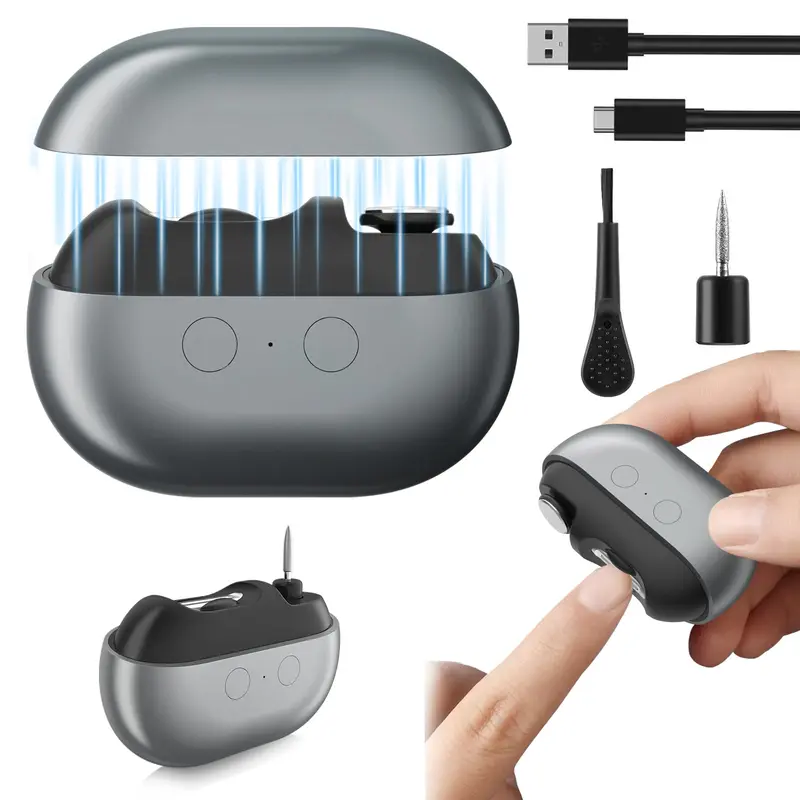 WOKKOW Coupe-ongles Électrique 3-en-1 — 2 Vitesses, Lumière LED et Recharge USB-C