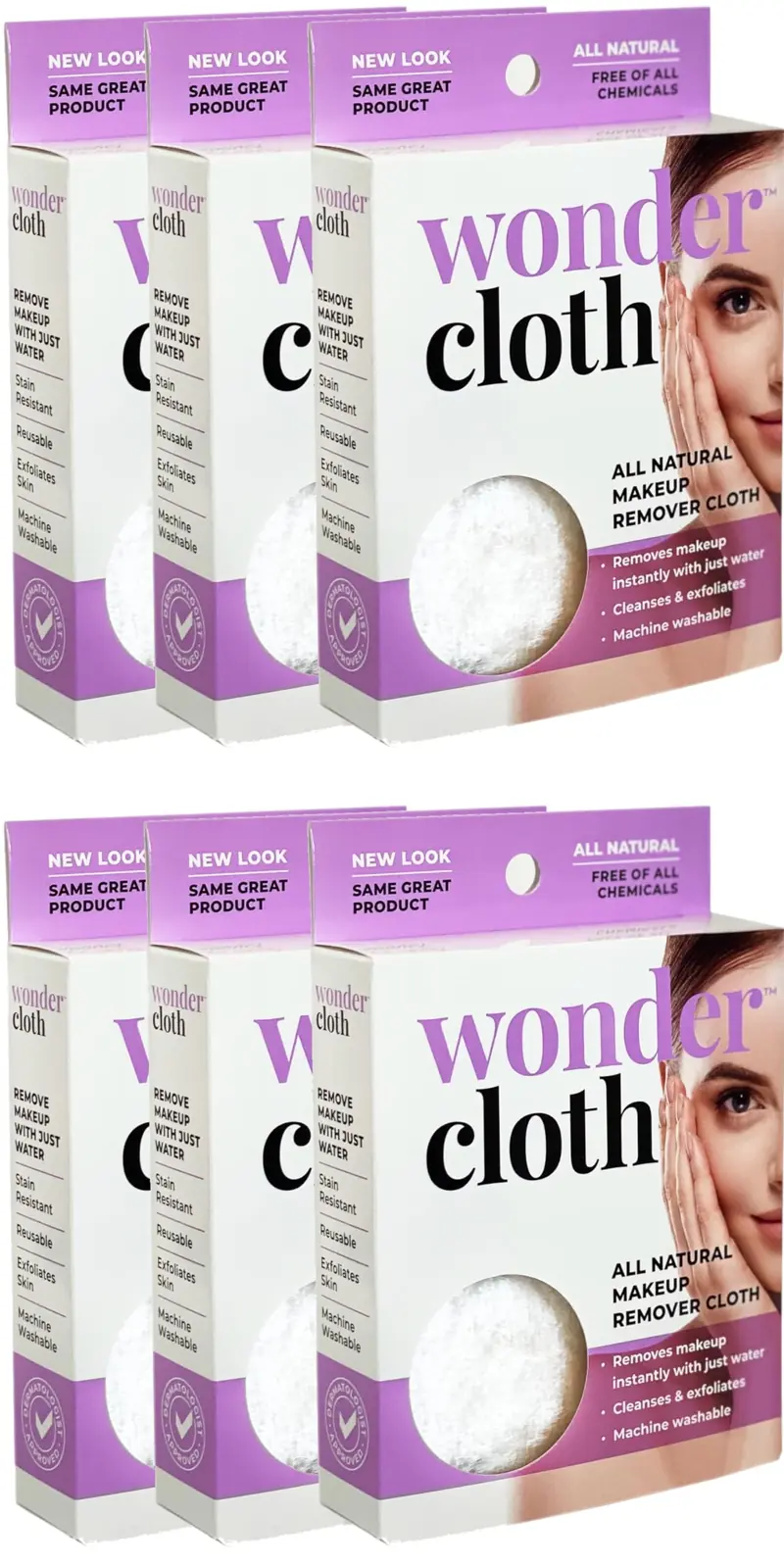 Wonder Cloth (Pack de 6) – Démaquillage naturel à l’eau, sans produits chimiques
