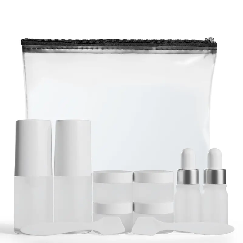 Wondercraft Coffret Voyage 11 Pièces – Contenants Soin TSA Approuvé | Flacons Airless et Pipettes en Verre