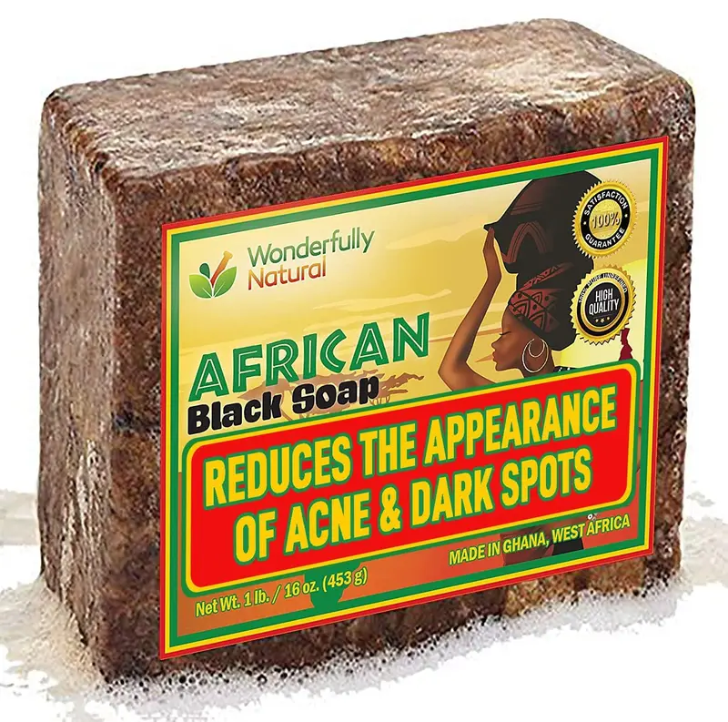 Wonderfully Natural – Savon noir africain n°1 pour l'acné et les taches | Végan & biologique | Barre de 450 g (90 jours)