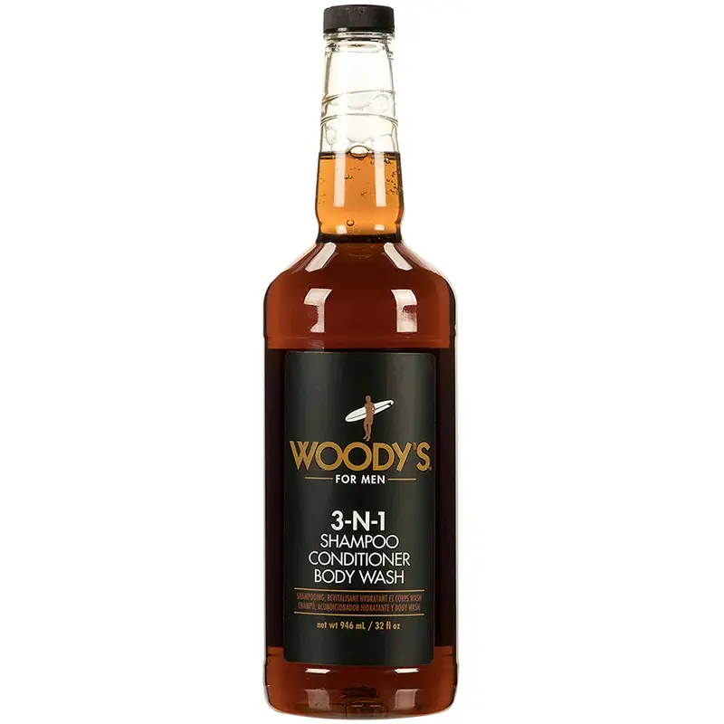Woody's 3-en-1 Homme – Shampooing, Après-shampoing et Gel Douche Hydratant, Extraits Naturels – 32 oz
