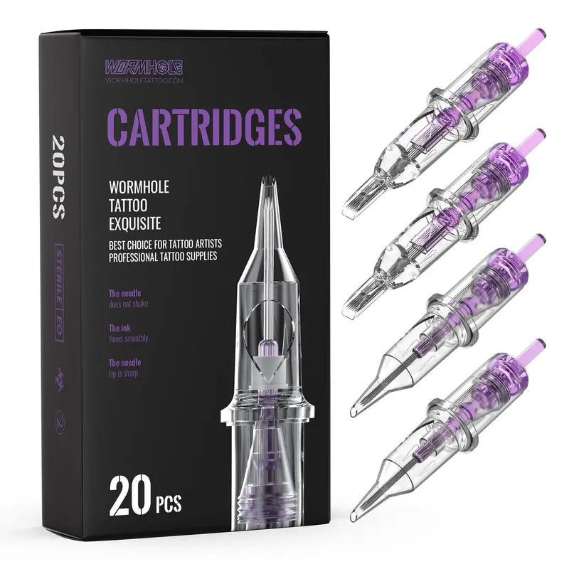 Wormhole Tattoo Cartouches Aiguilles – Ensemble 20 pièces mixtes (3RL 5RL 5RM 7RM)