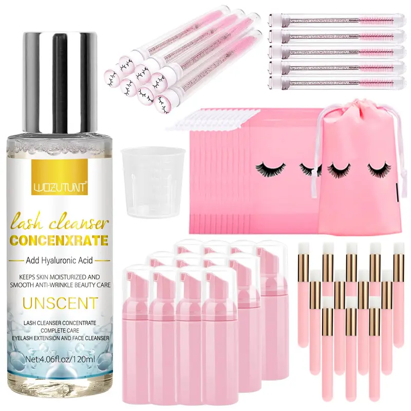 WOZUTUNT Shampooing concentré pour cils — Kit nettoyage pour extensions