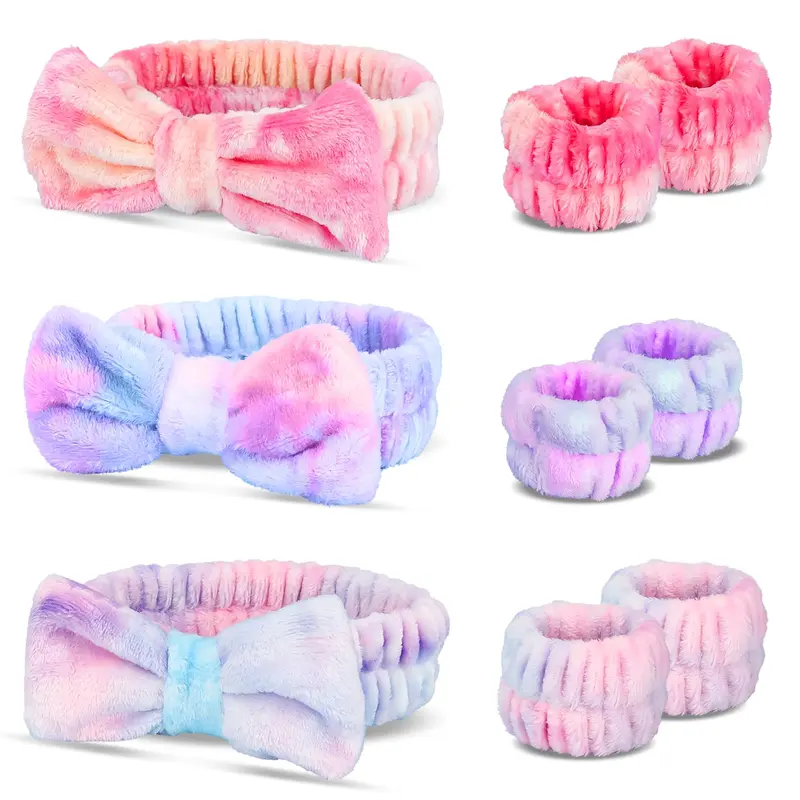 WSYUB Bandeau Visage et Bracelets de Poignet – Ensemble Spa 9 pièces