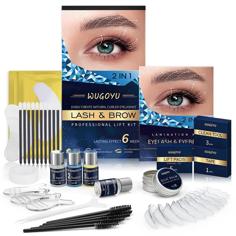 WUGOYU Kit Lash Lift 2 en 1 pour Cils et Sourcils – Version 2025