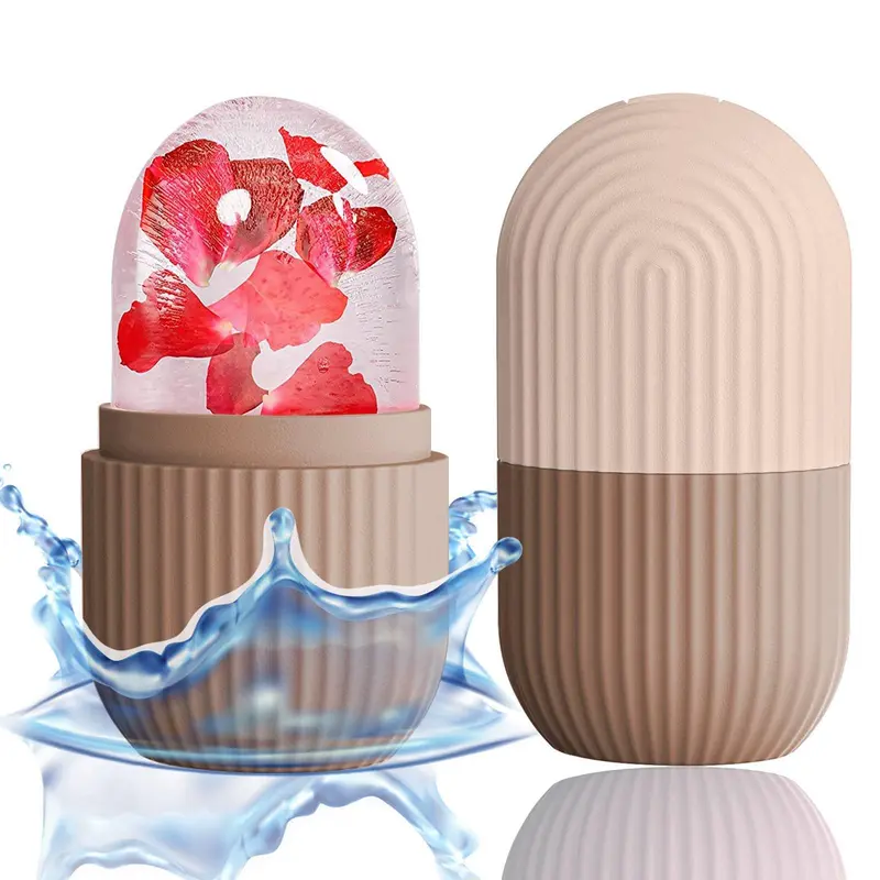 XHJRI Rouleau Glacé pour le Visage – Massage Facial, Yeux et Cou, Silicone Réutilisable (Couleur Café)