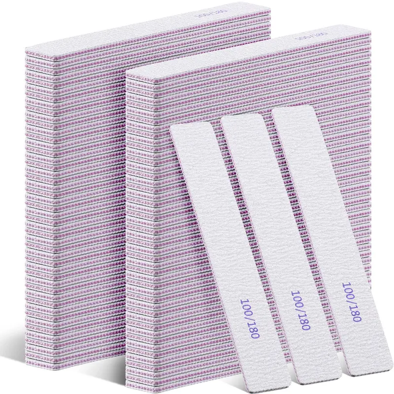 Xinnun – Lot de 150 limes à ongles double-face 100/180 – Blocs papier émeri professionnels et réutilisables