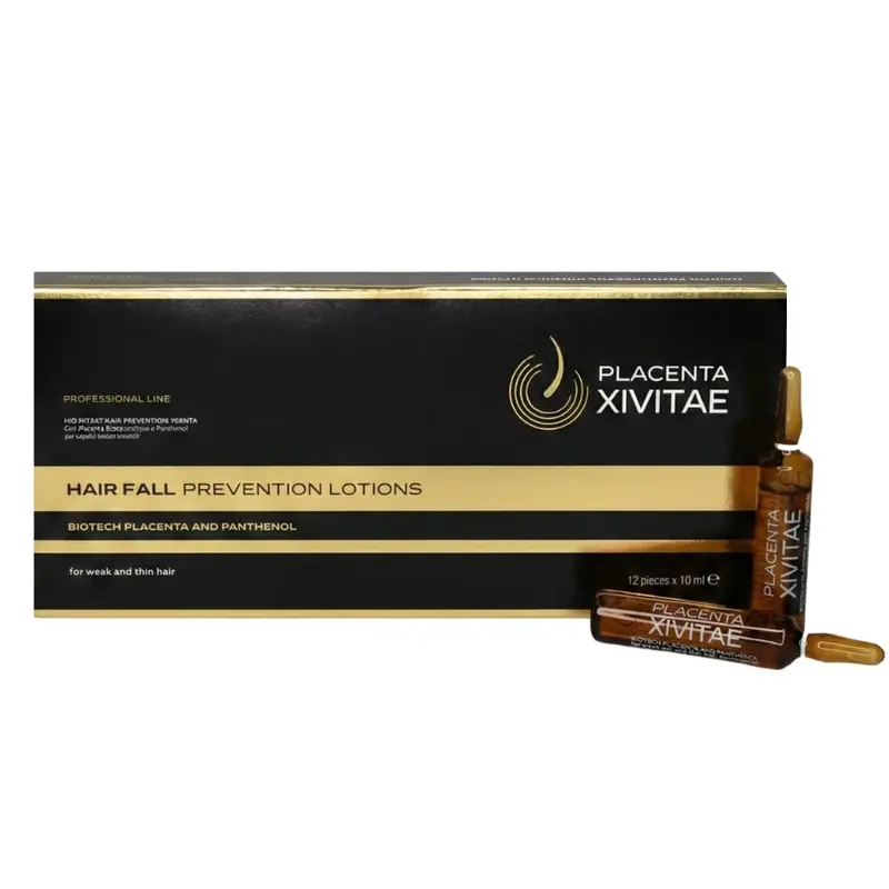 XIVITAE Placenta – Ampoules Croissance des Cheveux 12x10 ml | Panthénol et Éucalyptus