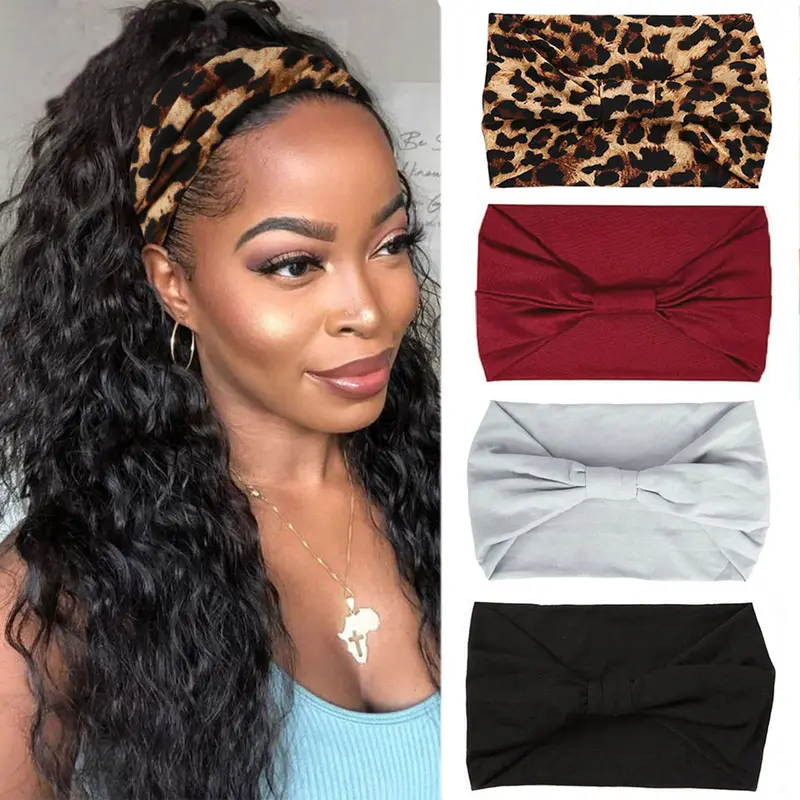 XTREND 4 packs – Bandeaux larges boho élastiques, antidérapants pour yoga et sport