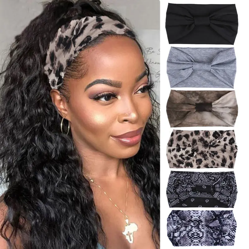 XTREND Bandeaux Large Boho – Ensemble 6 pièces, Absorbants et Anti-Dérapants, Noir