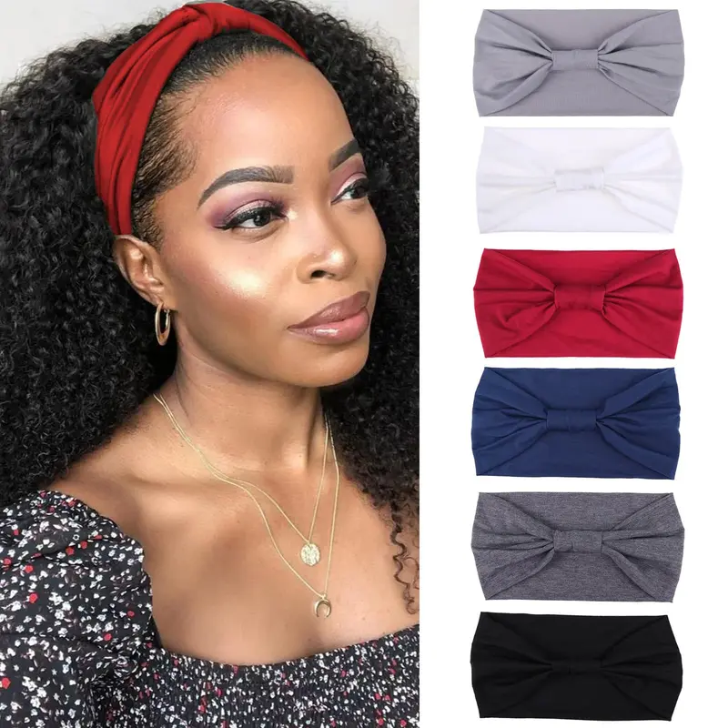 XTREND Bandeaux larges pour femmes — antidérapants, stretch et bohème, lot de 6 couleurs