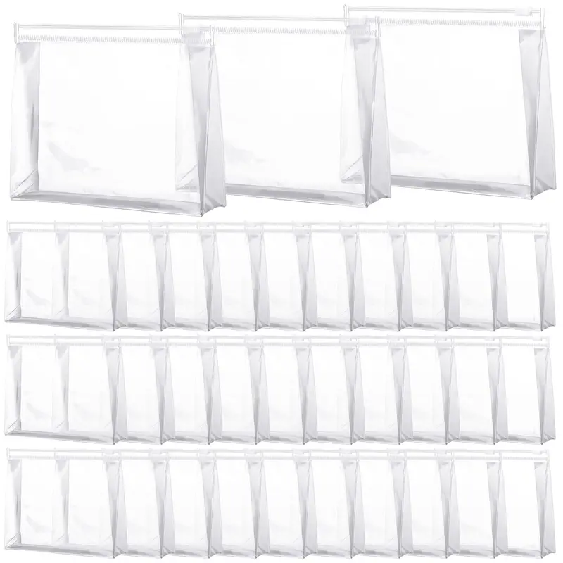 Xuniea – Lot de 50 pochettes maquillage transparentes à fermeture éclair, étanches, pour voyage et rangement