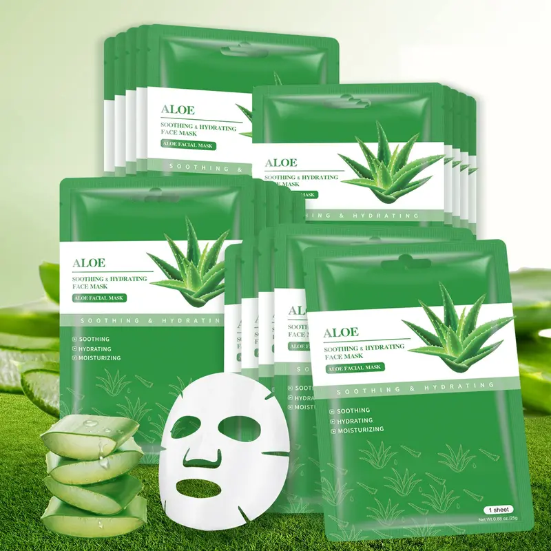 YAFUSIPE Masques Visage Aloe Vera – Hydratant et Apaisant (Lot de 10)