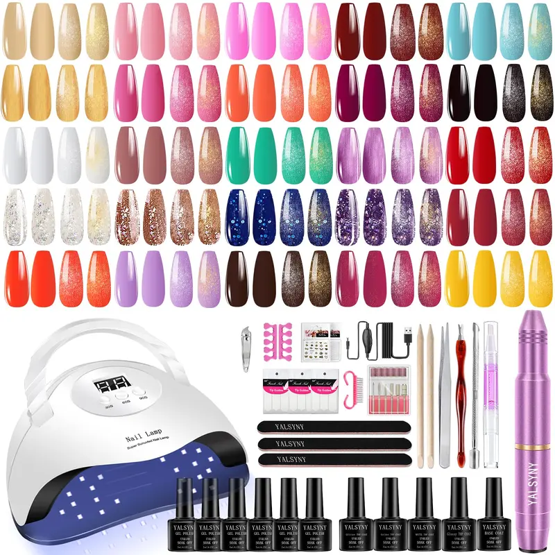 YALSYNY Kit Gel Vernis – 25 Coloris, Lampe UV-LED, Lime Électrique et Outils Ongles à Domicile