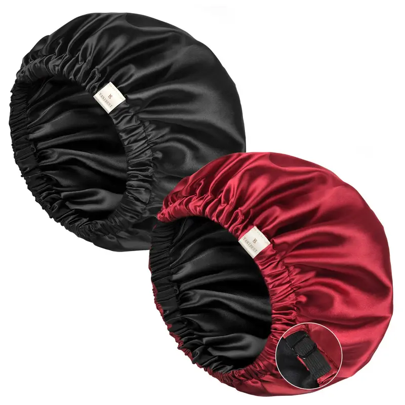 YANIBEST Bonnet Satin Doublé Ajustable pour Dormir – Protection Douce des Cheveux et Réduction des Frisottis
