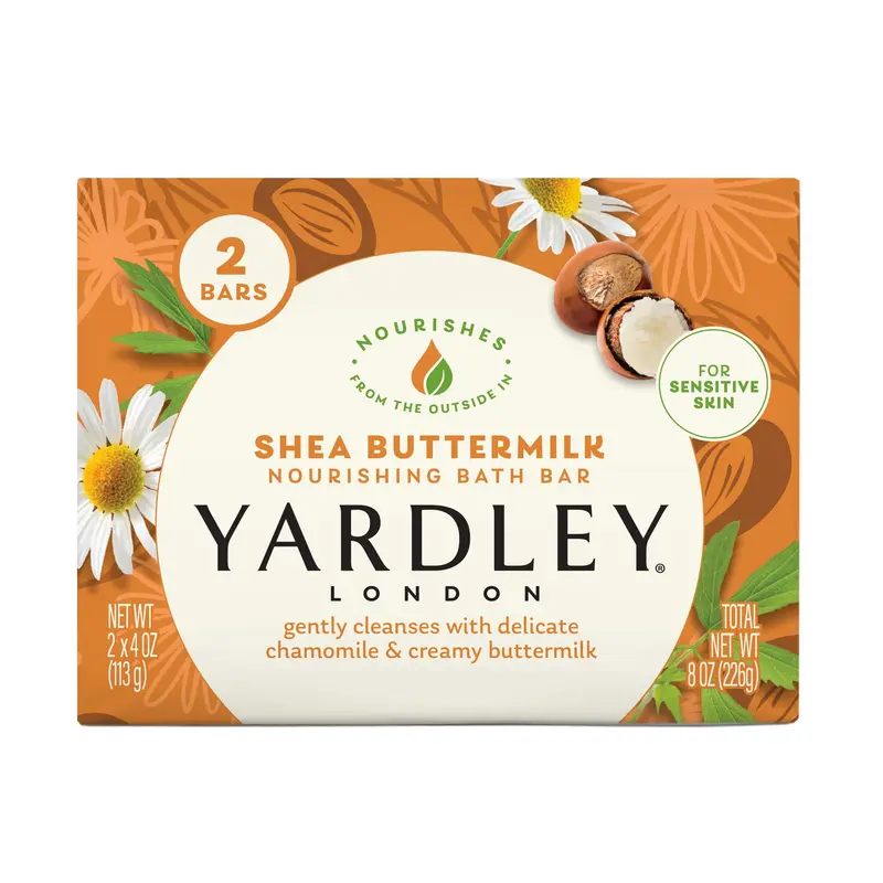 Yardley London Savon Nourrissant au karité et lait ribot – 2 barres pour peaux sensibles