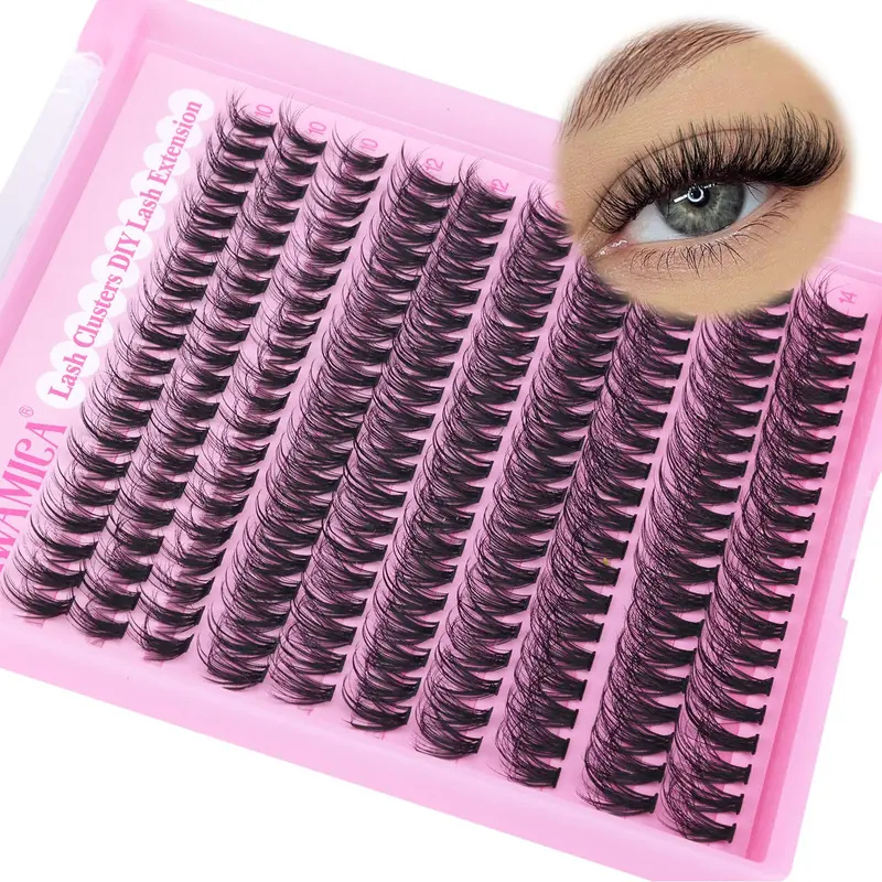 Yawamica Grappes de Cils Naturels 10–14 mm – CC Curl, 200 pcs, Extensions DIY