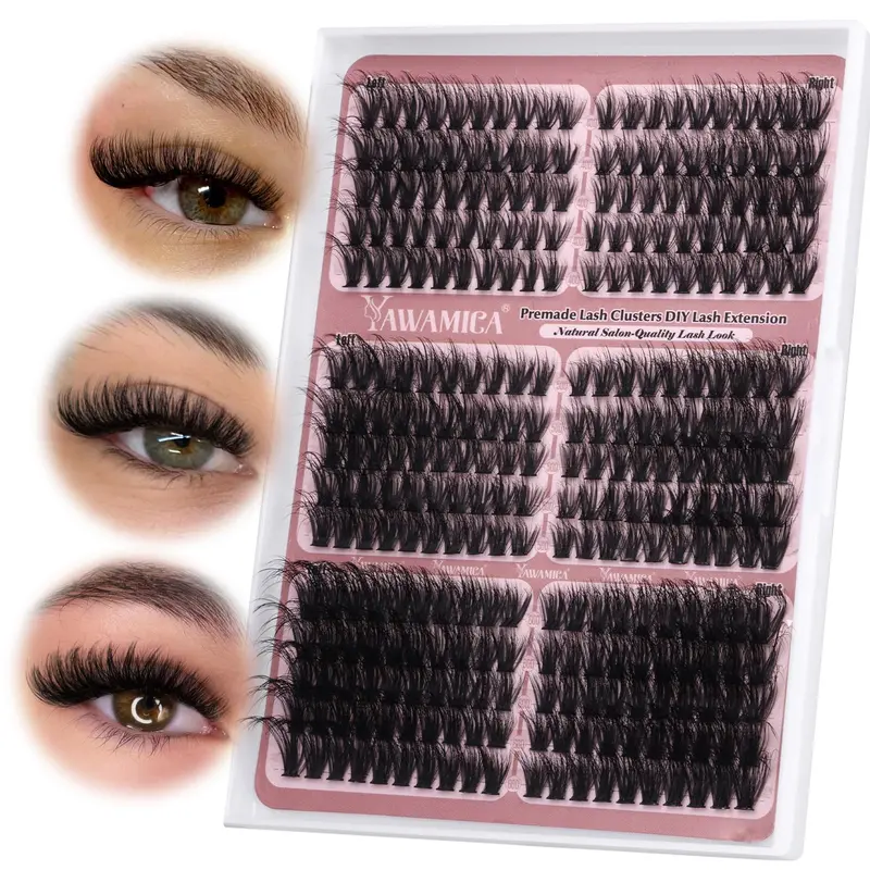 Yawamica Groupes Cils Œil-Chat – Extensions Faux Mink 60D/80D/100D, 300pcs