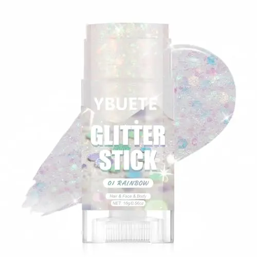 YBUETE Crayon pailleté arc-en-ciel – Visage et Corps, Brillance instantanée et facile