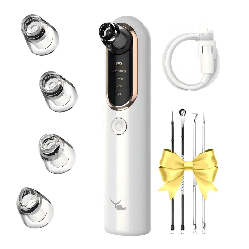 Yccu Aspirateur Extracteur de Points Noirs – 4 Modes et 5 Têtes, Recharge USB